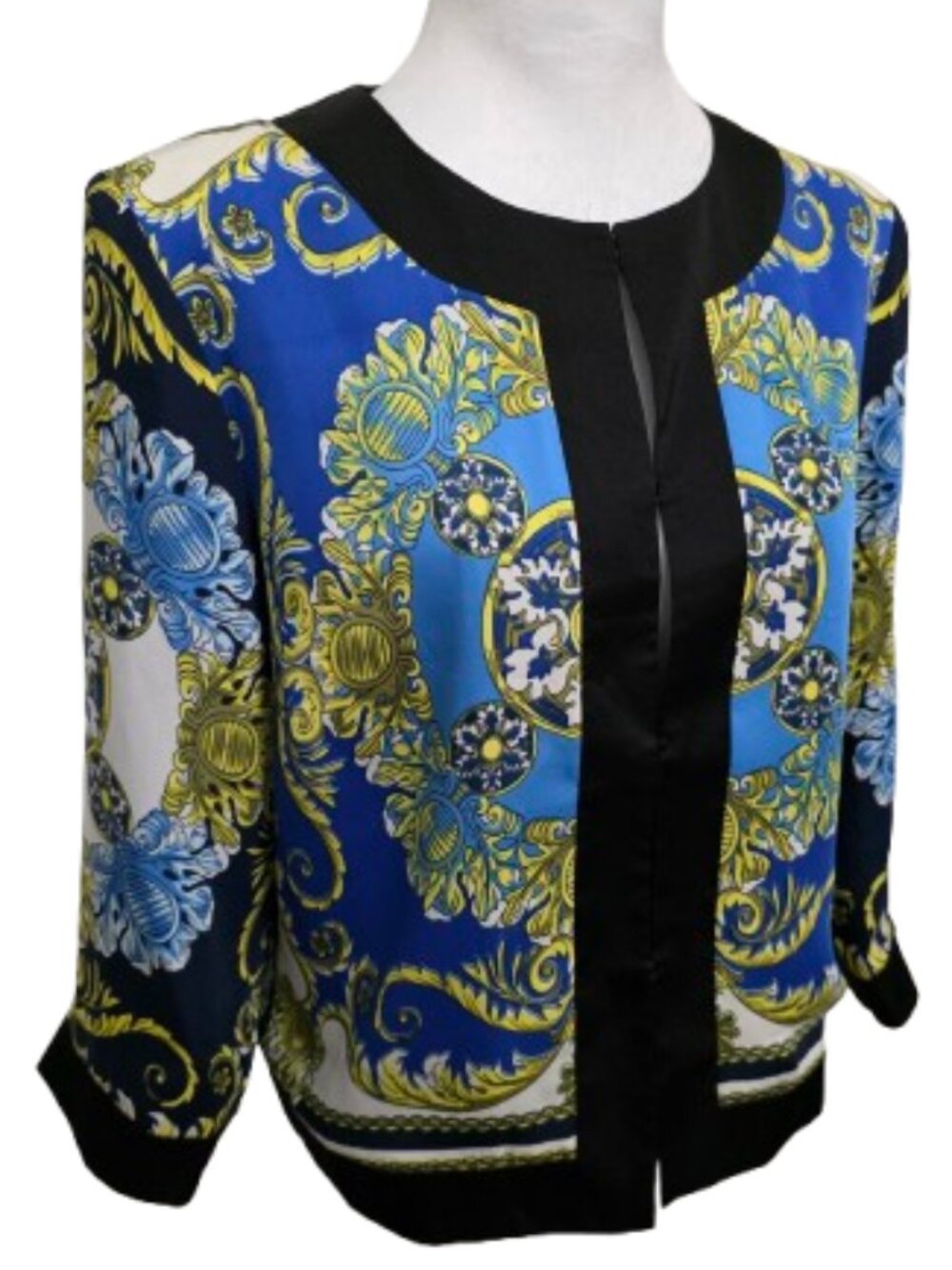 Boston Proper Blue Gold Baroque Butterfly Print Jacket Blazer Sz 10 - Picture 9 of 12